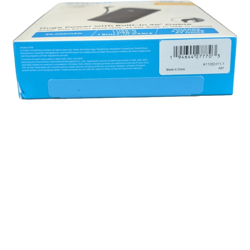N8O Anker Zolo 20K 22.5W w/ Built-In USB-C Portable Charger Battery Power Bank‎